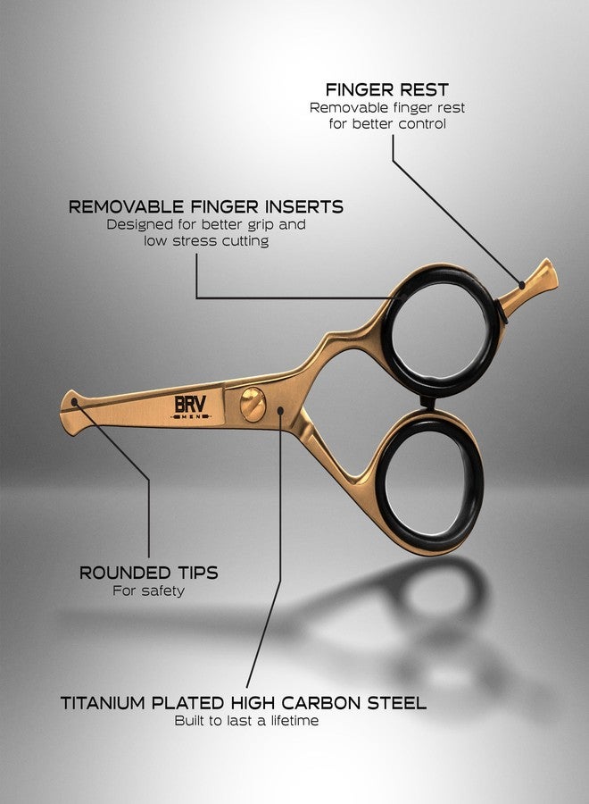 BRV MEN Rounded-Tip Small Trim Scissors for Men 4.2" | Titanium Series | Nose Hair Scissors for Men | Professional Grooming for Beard, Mustache & Ear Hair - RIGHT HANDED (Titanium Bronze) - Image 2