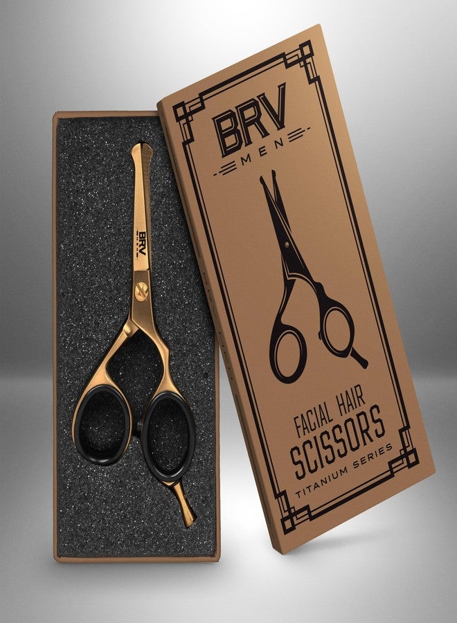 BRV MEN Rounded-Tip Small Trim Scissors for Men 4.2" | Titanium Series | Nose Hair Scissors for Men | Professional Grooming for Beard, Mustache & Ear Hair - RIGHT HANDED (Titanium Bronze) - Image 3