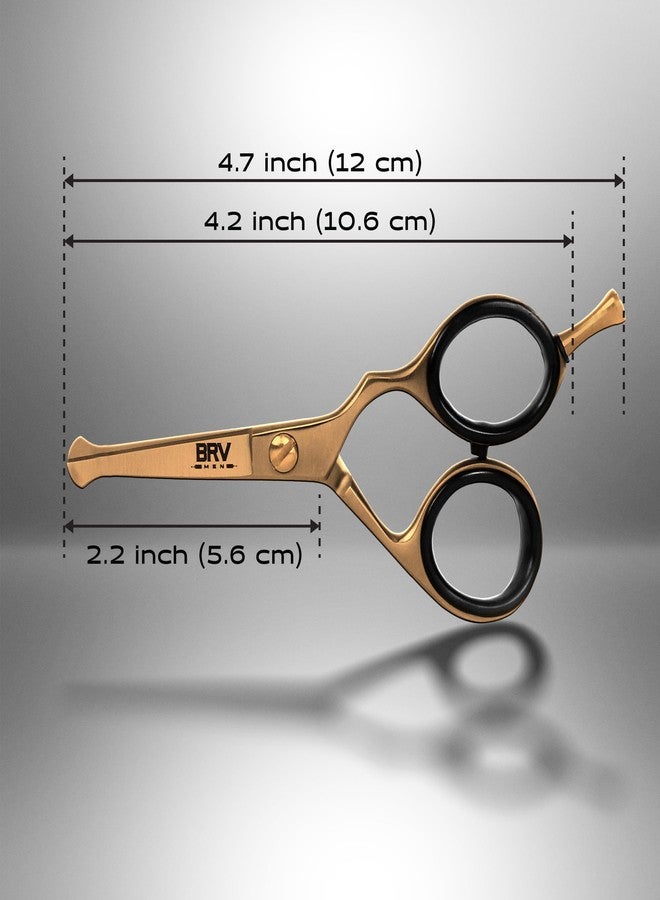 BRV MEN Rounded-Tip Small Trim Scissors for Men 4.2" | Titanium Series | Nose Hair Scissors for Men | Professional Grooming for Beard, Mustache & Ear Hair - RIGHT HANDED (Titanium Bronze) - Image 5