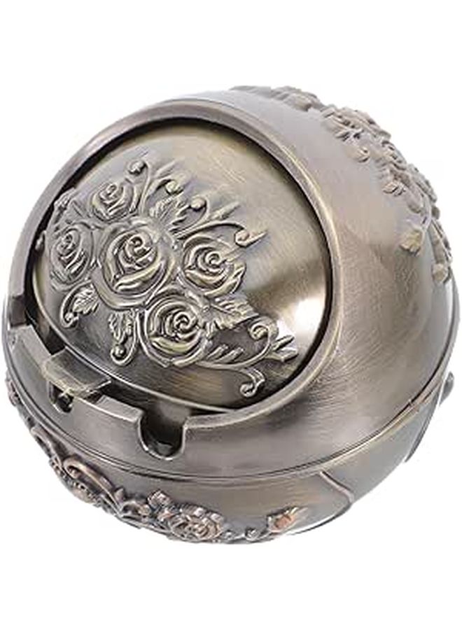 Healifty Windproof Small Metal Ashtray With Lid Bronze Rose Color Portable Indoor Outdoor Home Patio Car - Image 1