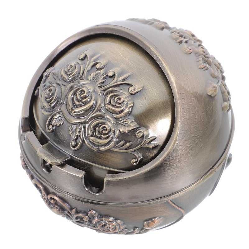 Healifty Windproof Small Metal Ashtray With Lid Bronze Rose Color Portable Indoor Outdoor Home Patio Car - Image 2