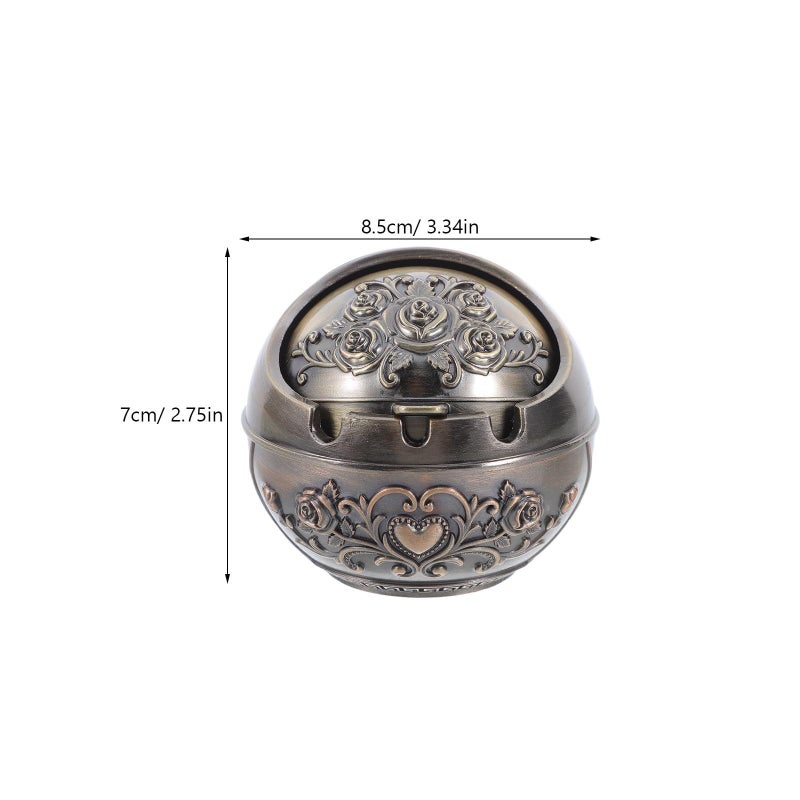 Healifty Windproof Small Metal Ashtray With Lid Bronze Rose Color Portable Indoor Outdoor Home Patio Car - Image 3