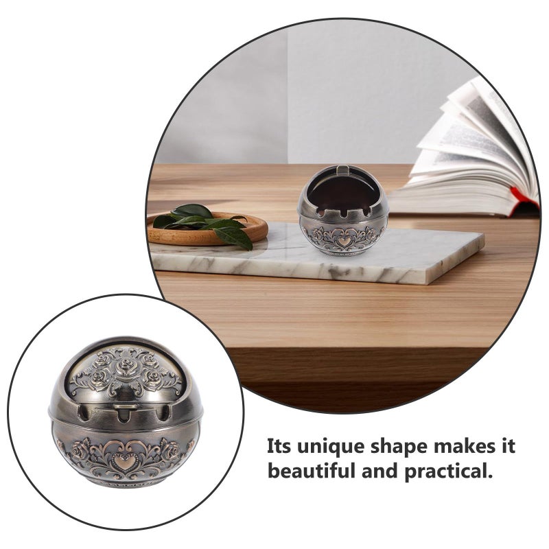 Healifty Windproof Small Metal Ashtray With Lid Bronze Rose Color Portable Indoor Outdoor Home Patio Car - Image 4