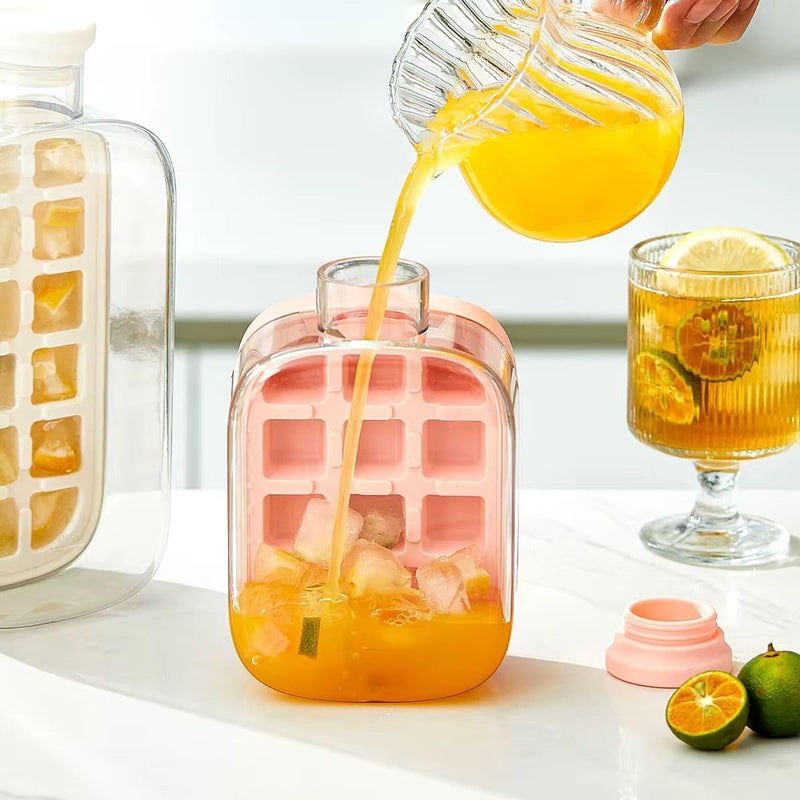 Ice Cube Bottle, 500ML 2 in 1 ice Cube Bottle with Straw with Lid and Bucket Easy One Touch Ice Release Non Contact Ice Maker for Refrigerator Ideal for Coffee Juice (White) - Image 4