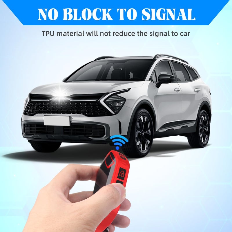 QBUC for KIA Key Fob Cover with keychian,TPU Protection Key Case Compatible with Telluride 2023 2024 2025 EV5 Sorento K4 K5 GT-Line Remote Smart Key Fob Protector (Red) - Image 4