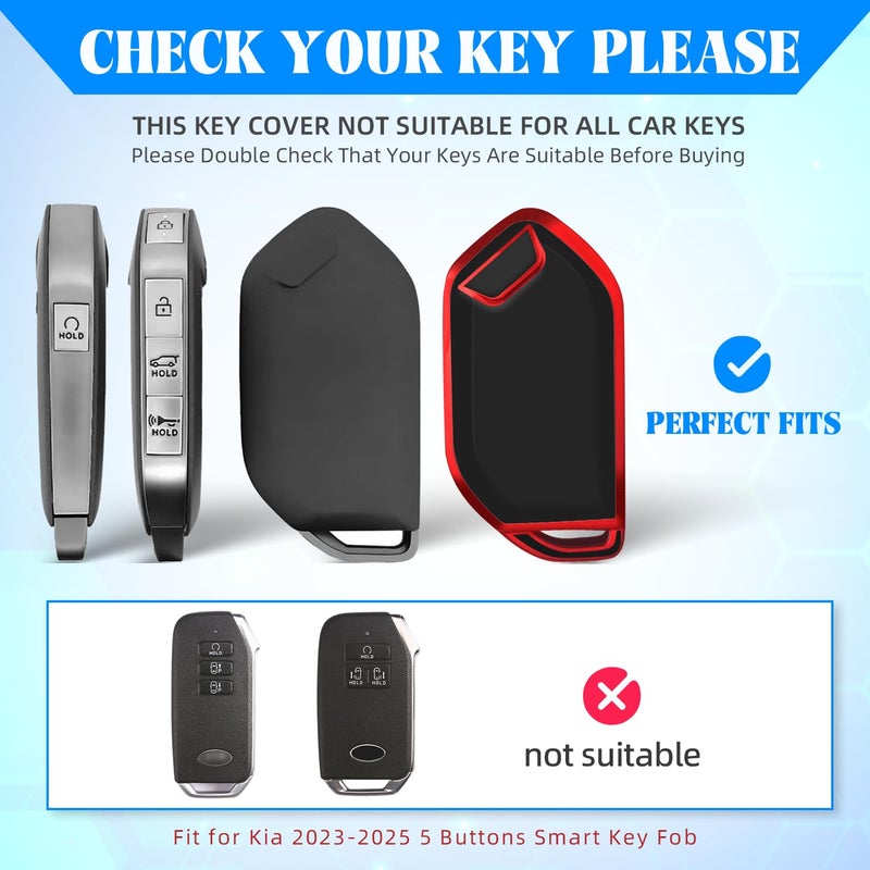QBUC for KIA Key Fob Cover with keychian,TPU Protection Key Case Compatible with Telluride 2023 2024 2025 EV5 Sorento K4 K5 GT-Line Remote Smart Key Fob Protector (Red) - Image 2