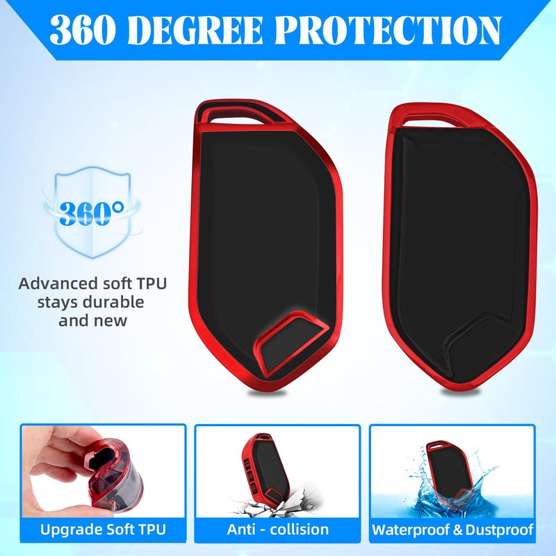 QBUC for KIA Key Fob Cover with keychian,TPU Protection Key Case Compatible with Telluride 2023 2024 2025 EV5 Sorento K4 K5 GT-Line Remote Smart Key Fob Protector (Red) - Image 5