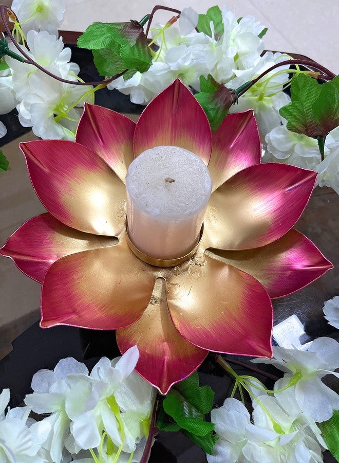 Agaas Enterprises ? Hand Crafted Metal Golden 7 inch ?Metal Lotus Flower Shape tealight / T -Light Candle Holder Home Decoration /Diwali Decor /Table Votive Stand /Diya For Diwali Festival /Wedding Decor /Table Diya New Year , Chirstmas Decore Gift Item - Image 4