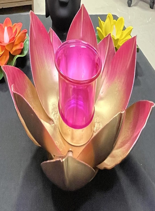 Agaas Enterprises ? Hand Crafted Metal Golden 7 inch ?Metal Lotus Flower Shape tealight / T -Light Candle Holder Home Decoration /Diwali Decor /Table Votive Stand /Diya For Diwali Festival /Wedding Decor /Table Diya New Year , Chirstmas Decore Gift Item - Image 3