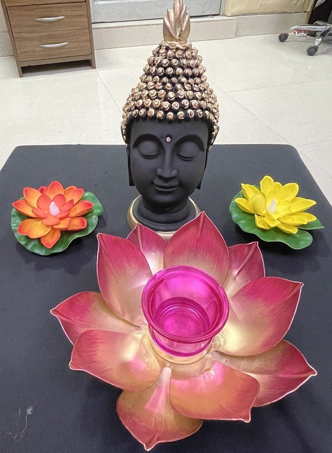 Agaas Enterprises ? Hand Crafted Metal Golden 7 inch ?Metal Lotus Flower Shape tealight / T -Light Candle Holder Home Decoration /Diwali Decor /Table Votive Stand /Diya For Diwali Festival /Wedding Decor /Table Diya New Year , Chirstmas Decore Gift Item - Image 2