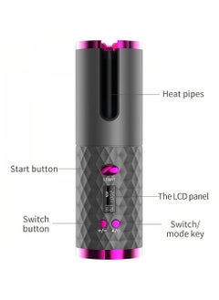 General Automatic Wireless Hair Curler Cordless Rotating USB Rechargeable Curling Iron Display Temperature Adjustable Timing Hair Curler  - Image 2