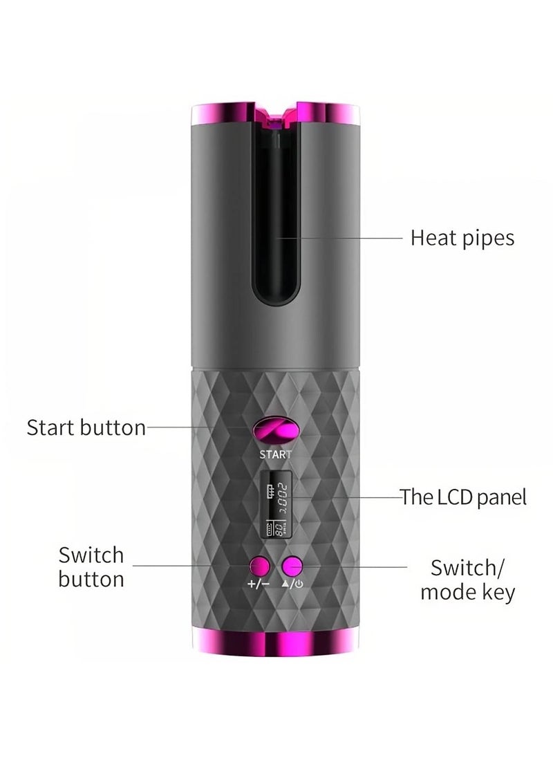 General - Automatic Wireless Hair Curler Cordless Rotating USB Rechargeable Curling Iron Display Temperature Adjustable Timing Hair Curler - Image 1