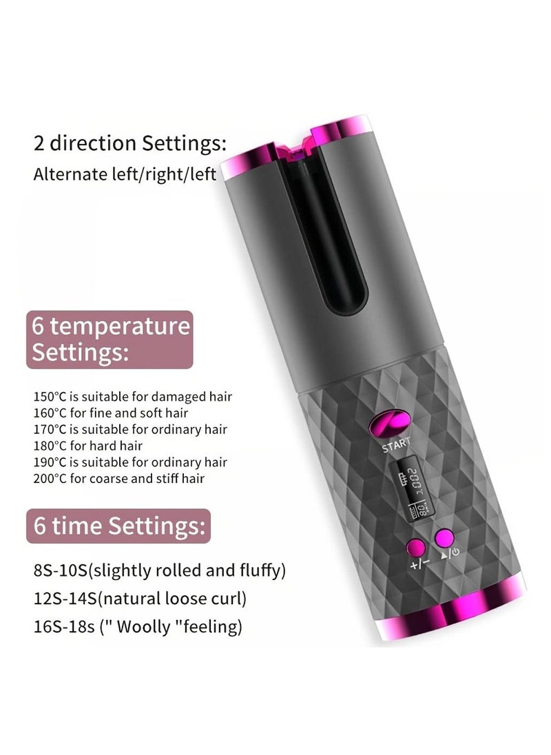General - Automatic Wireless Hair Curler Cordless Rotating USB Rechargeable Curling Iron Display Temperature Adjustable Timing Hair Curler - Image 1