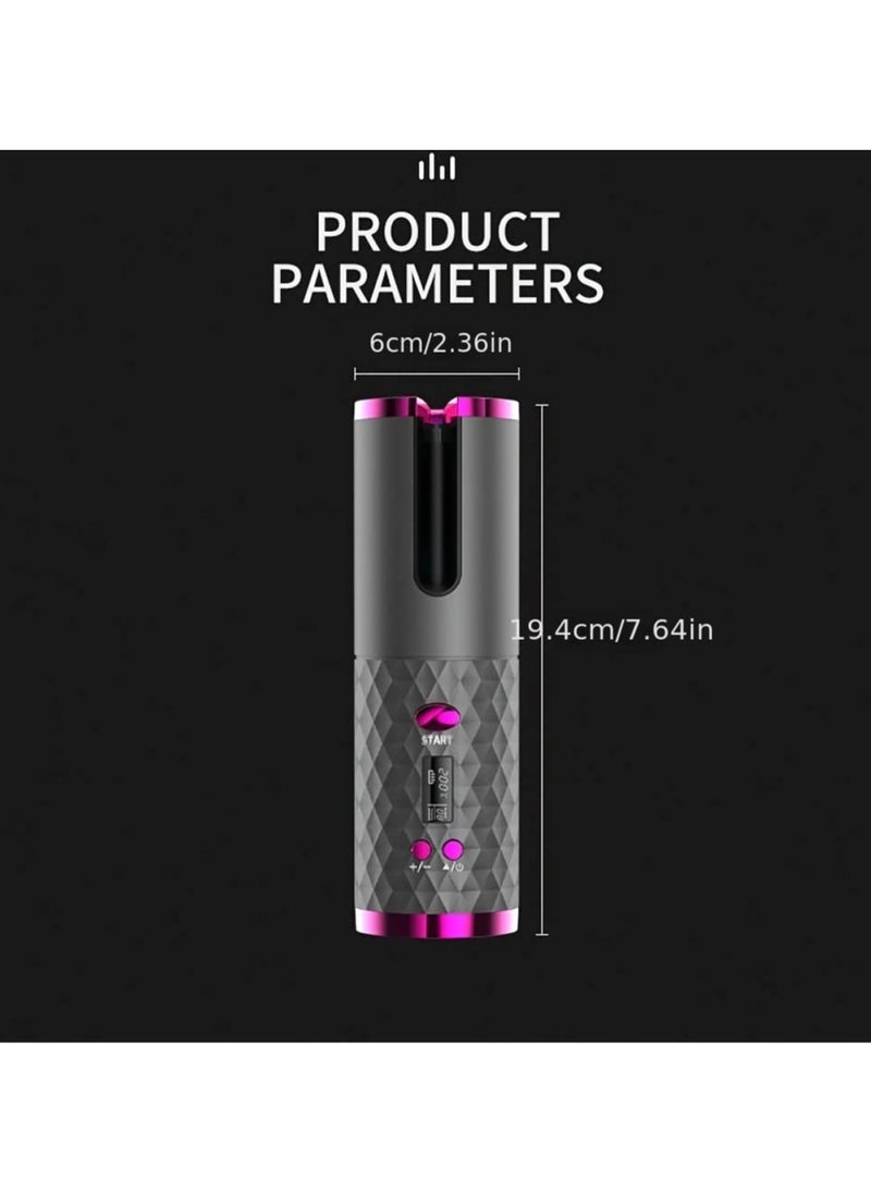 General - Automatic Wireless Hair Curler Cordless Rotating USB Rechargeable Curling Iron Display Temperature Adjustable Timing Hair Curler - Image 1