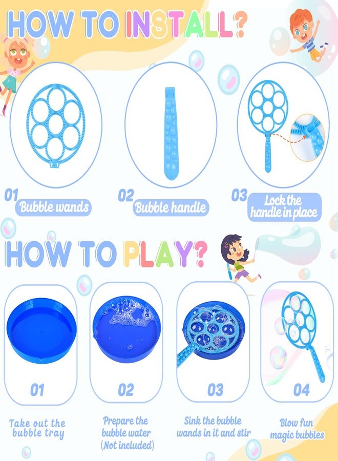 REZUCREY 27 Pcs Big Bubble Wands Toys Set, Giant Bubble Wands with Tray for Kids Summer Outdoor Toys Bubbles Party Favors Bubbles Maker Bulk for Kids Toddlers Boys Girls Age 3 4 5 6 7 8+ - Image 2