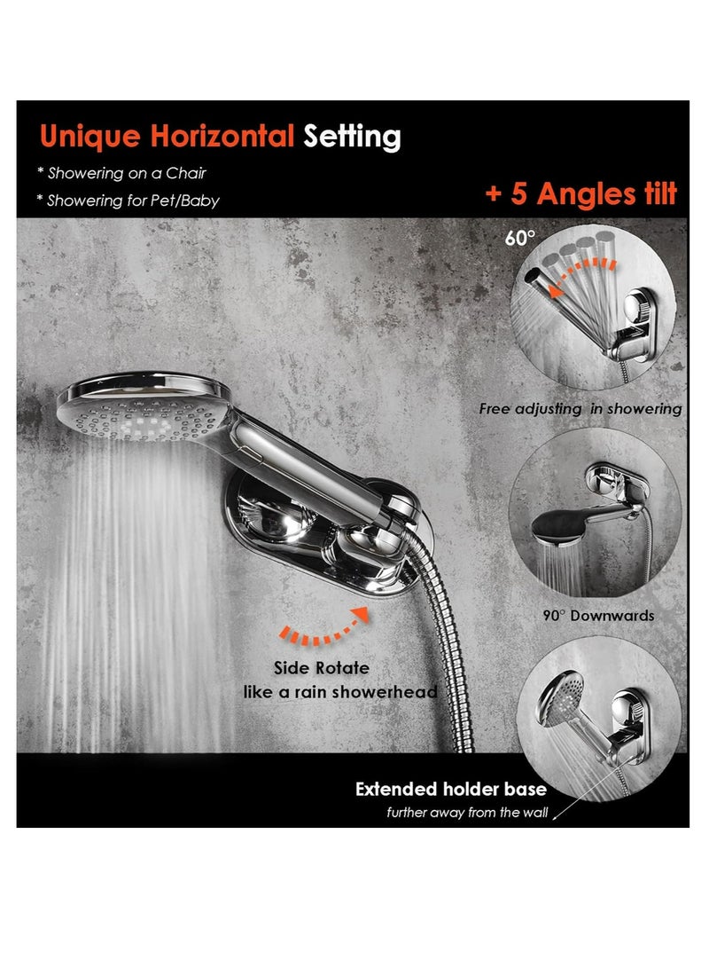 Suction Cup Handheld Shower Head Holder - 5 Angles Adjustable - Unique Horizontal Setting  - Image 2