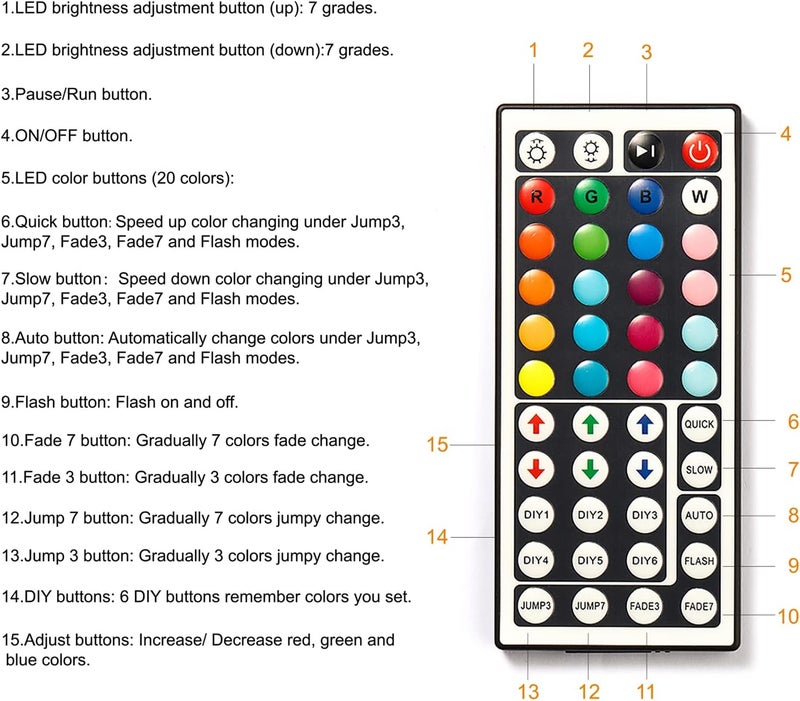 dalattin 100ft Led Lights for Bedroom Led Strip Lights Color Changing Lights with 44 Keys Remote,2 Rolls of 50ft - Image 3
