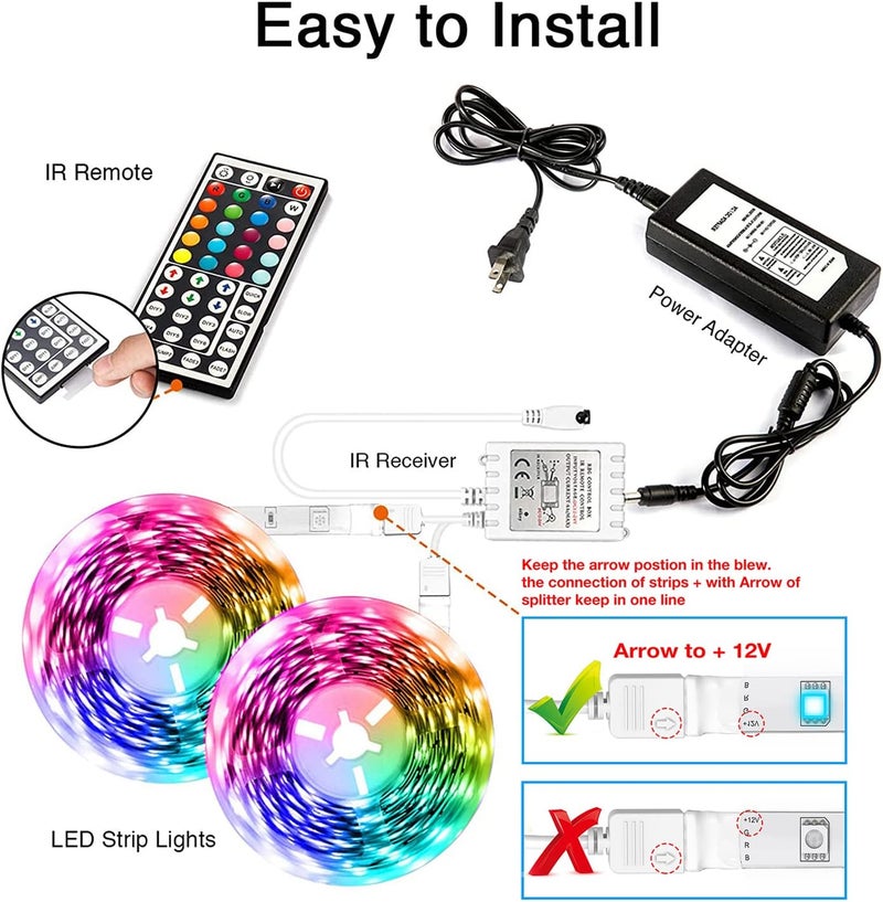 dalattin 100ft Led Lights for Bedroom Led Strip Lights Color Changing Lights with 44 Keys Remote,2 Rolls of 50ft - Image 2