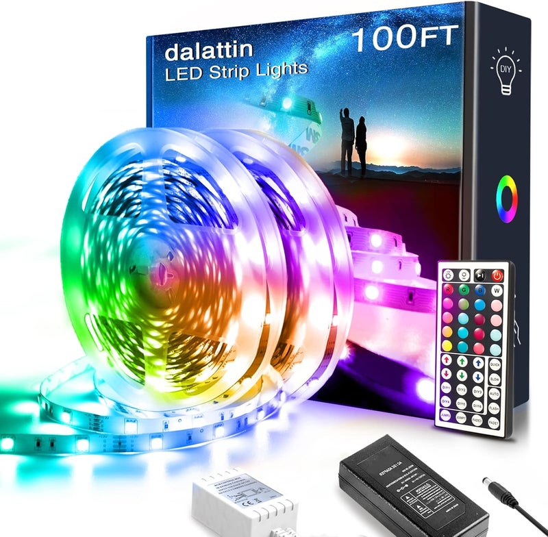 dalattin 100ft Led Lights for Bedroom Led Strip Lights Color Changing Lights with 44 Keys Remote,2 Rolls of 50ft - Image 1
