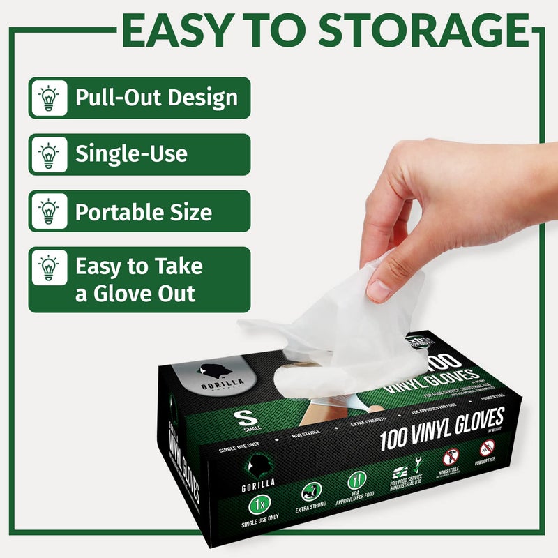 GORILLA SUPPLY Disposable Heavy Duty Vinyl Gloves Latex Free Powder Free  BPA Free Food Safe Grade Disposable Glove  Extra Large XL  100 Count - Image 4
