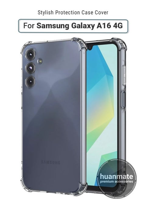 Samsung Galaxy A16 4G Shock Proof Case Cover - Ultra Clear, Durable & Accurate Cut-outs - Scratch, Dust & Smudge Protection - Clear Silicon Back Cover for Samsung Galaxy A16 4G