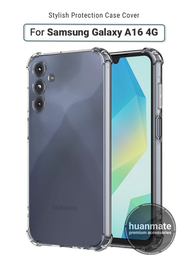 Samsung Galaxy A16 4G Shock Proof Case Cover - Ultra Clear, Durable & Accurate Cut-outs - Scratch, Dust & Smudge Protection - Clear Silicon Back Cover for Samsung Galaxy A16 4G