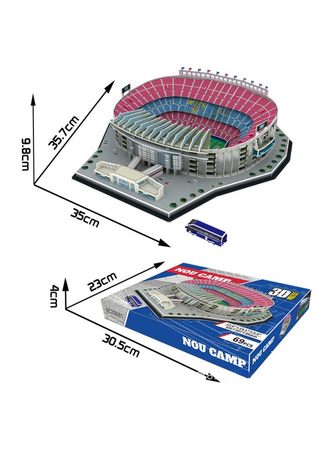الجمعية التعليمية ملعب كرة القدم نموذج برشلونة ريال مدريد كأس العالم DIY 3D لغز لعبة هدية مصنوعة يدويا - اللون: نو كامب - Image 3
