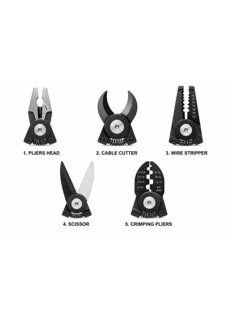Denx Dx3307 / 5-in-1 Heavy Duty Multi-Purpose Tool Set, Wire Strippers, Cable Cutters, and Crimping Pliers - Image 2