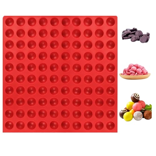 MoldBerry Silicone Chocolate Mold | 100 Cavity Mini Round Mould | Semi Sphere Gummy Candy Mold | Dog Treats Pan | Chocolate Drops Mold for Ganache Jelly Caramels Cookies (Multicolor - PK1) - Image 1