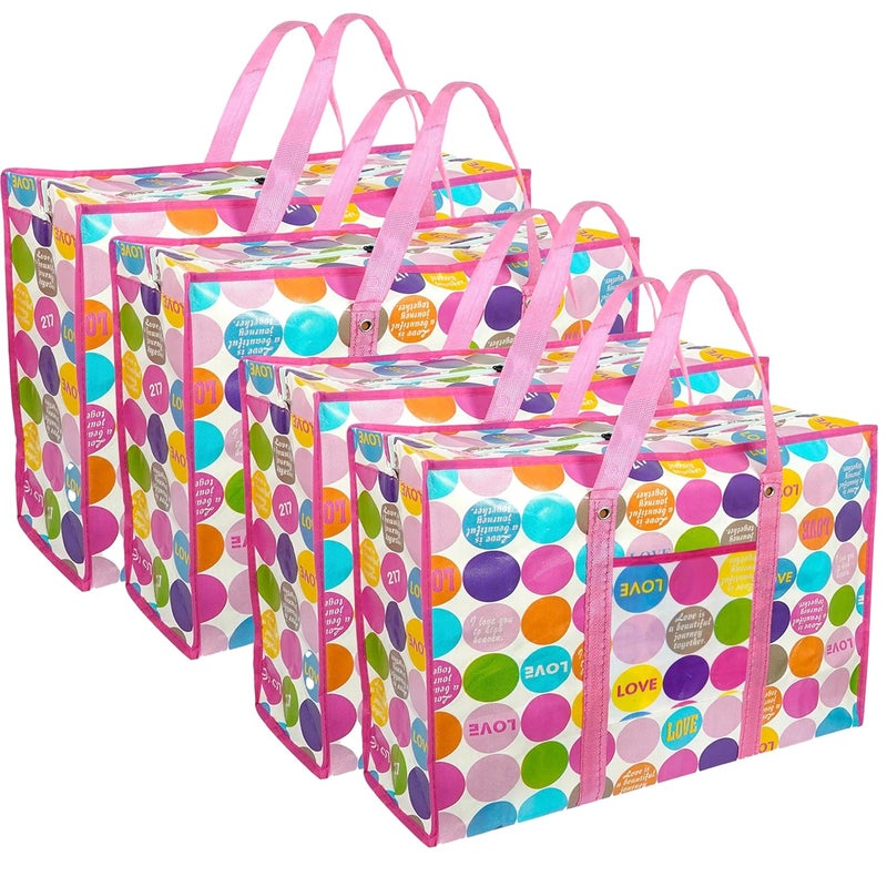 Storite 4 Pack 51 L MultiPurpose Heavy Duty Moisture Proof Underbed Storage BagToysStationery PaperClothes Storage Bag with Strong Handle Pink 44x20x59 cm - Image 1