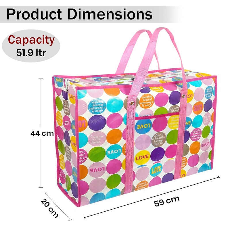 Storite 4 Pack 51 L MultiPurpose Heavy Duty Moisture Proof Underbed Storage BagToysStationery PaperClothes Storage Bag with Strong Handle Pink 44x20x59 cm - Image 2