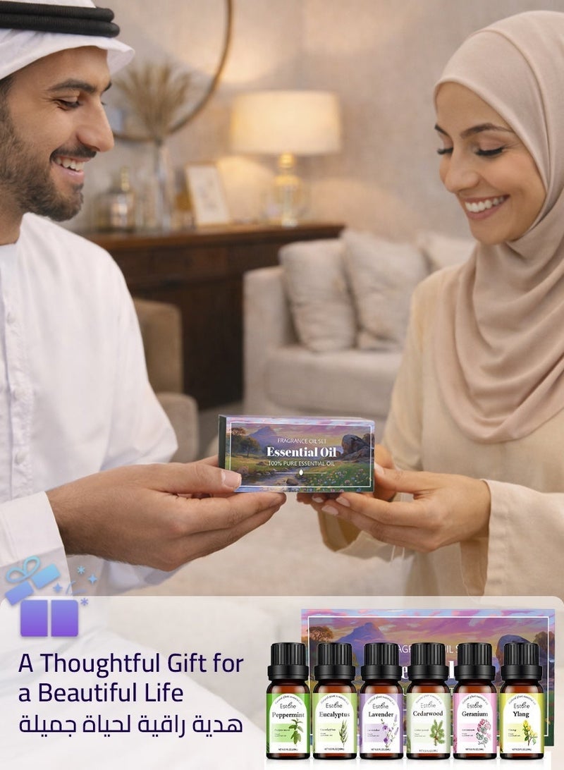 Estone Home Relaxation & Family Gifting – Natural Floral & Fresh Essential Oil Gift Set 6 × 10ml – Lavender, Geranium, Ylang Ylang, Cedarwood, Peppermint & Eucalyptus - Image 5