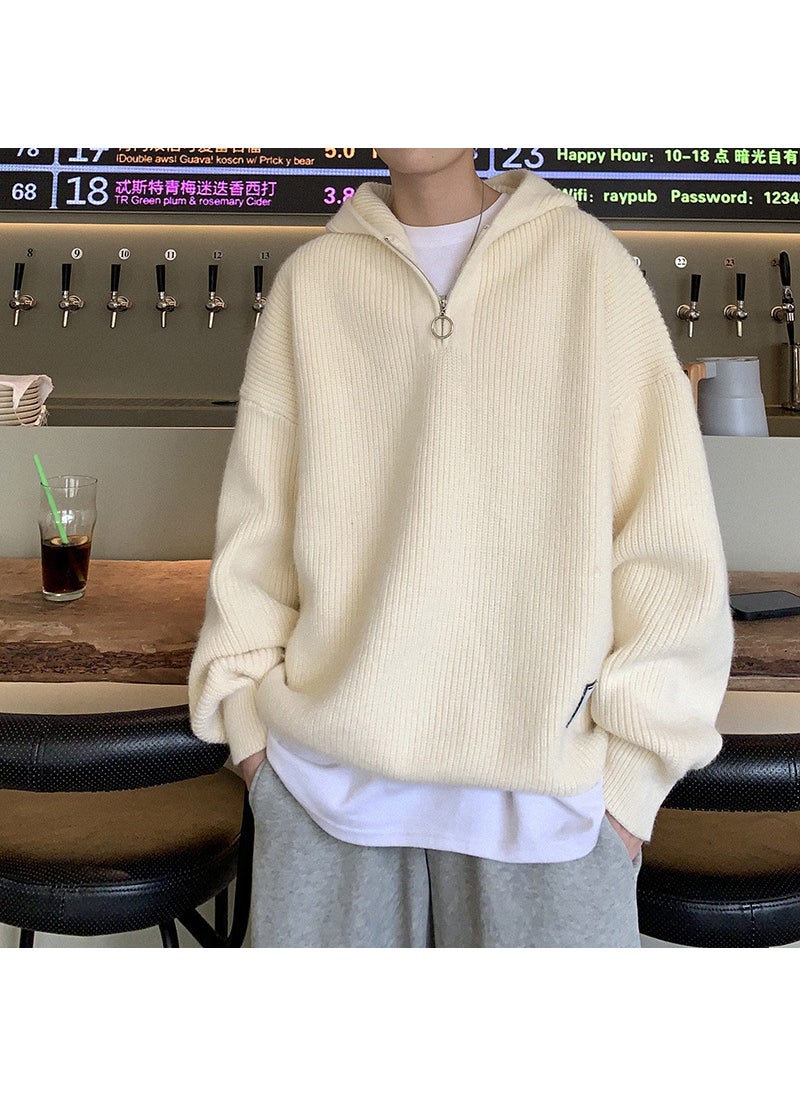 Generic - Mens Winter Hooded Knit Sweater Casual Loose Pullover Brown - Image 1