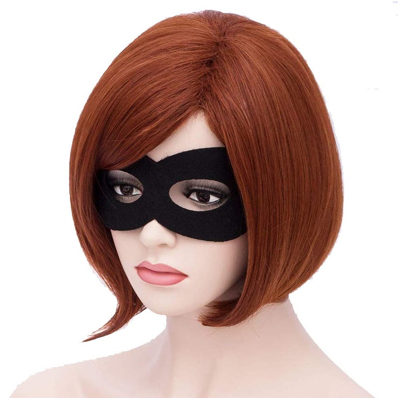 RightOn Orange Wig Short Straight Dark Orange Bob Wig for Halloween Cosplay Party Hairnet Included