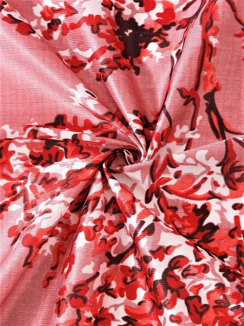 Fashion String 2 Piece Blossoms Eyelet Polyester Long Door Curtains9 Feet Maroon - Image 4