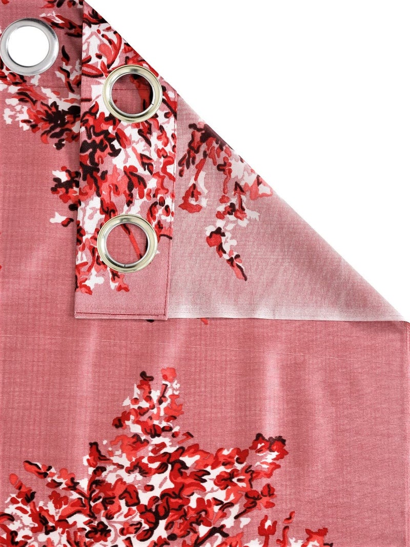 Fashion String 2 Piece Blossoms Eyelet Polyester Long Door Curtains9 Feet Maroon - Image 5