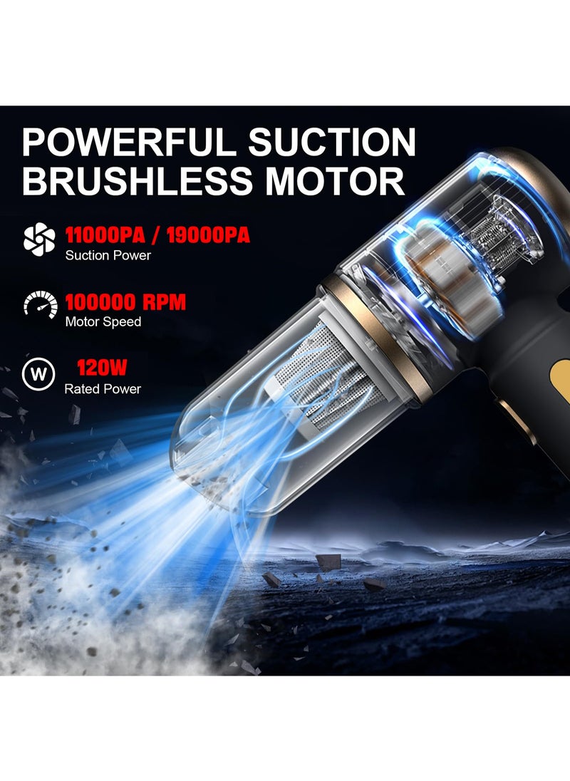 Mi VAZA Car Vacuum CleanerCar Cordless  Vacuum Cleaner - Brushless Motor  - 19000Pa Portable Electric Broom - Comes With Storage Bag and Two Batteries - Air Blow - Inflator - Handheld Vacuum Cleaner -  Suitable for Home, Office, Kitchen, Outdoor  - Image 2