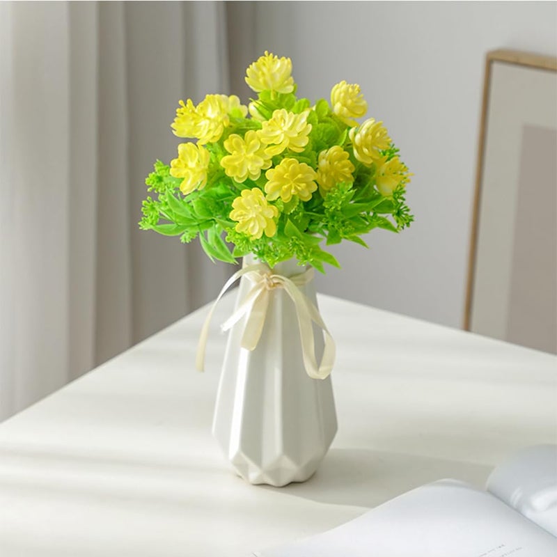Valemoon Origami Ceramic Vase with Ribbon, 7.9" H, Artistic Design Flower Vase Geometrical Style for Modern Home Decoration - Image 4