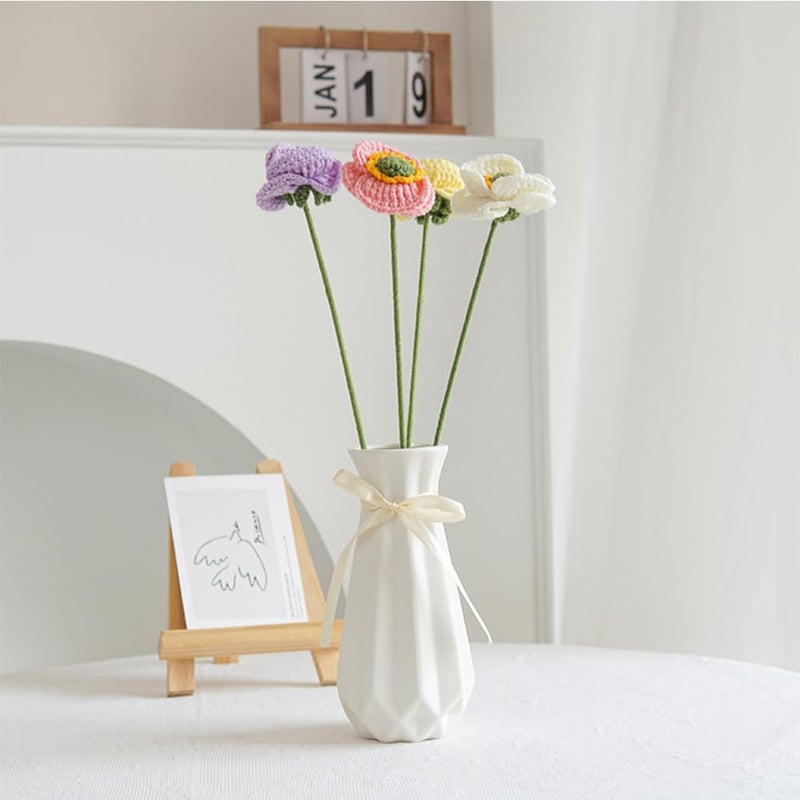 Valemoon Origami Ceramic Vase with Ribbon, 7.9" H, Artistic Design Flower Vase Geometrical Style for Modern Home Decoration - Image 3