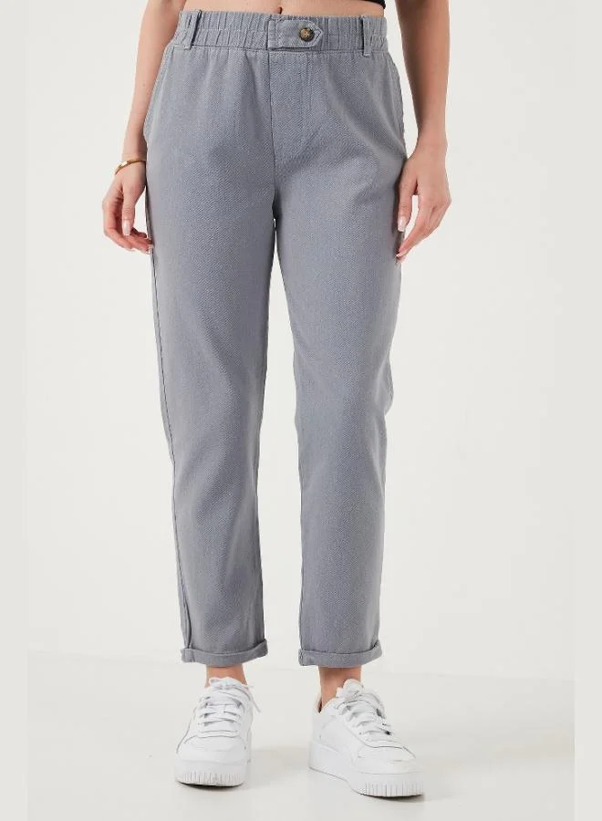 Lela Lela Cotton Standard Fit High Waist Straight Leg Trousers Women's TROUSERS 668YP4924