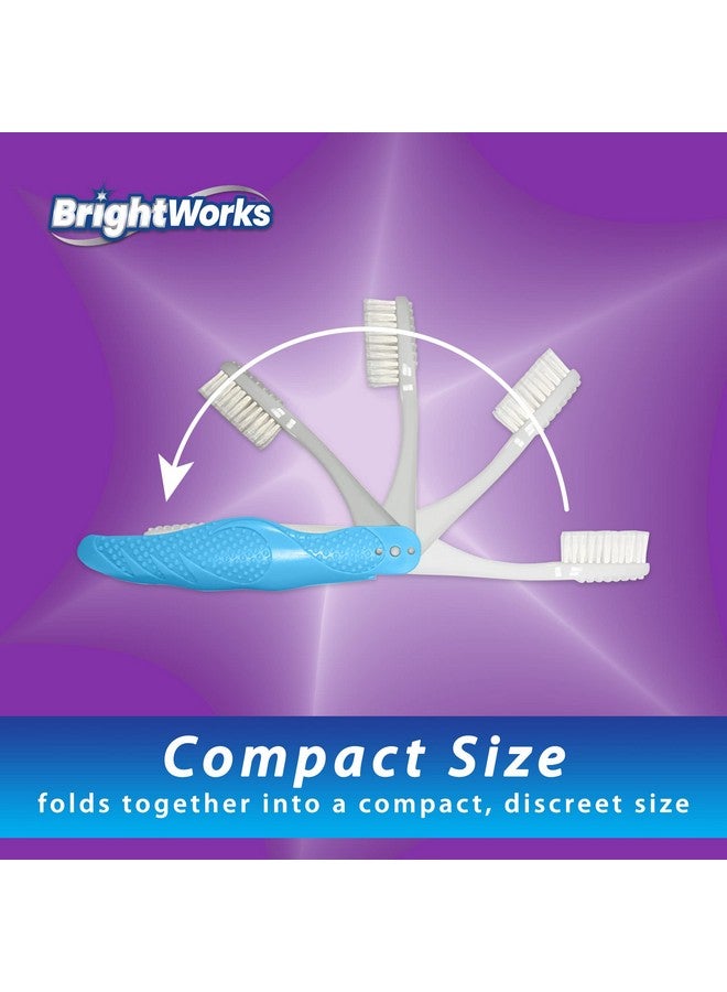 BrightWorks BrightWorks Folding Travel Toothbrush (6 Total, 3 Sets of 2) with Built-in Cover. Portable with Soft Bristles and Tongue Cleaner. for Camping, Hiking, Travel, Work, Gym, Purse, Backpack.  - Image 2