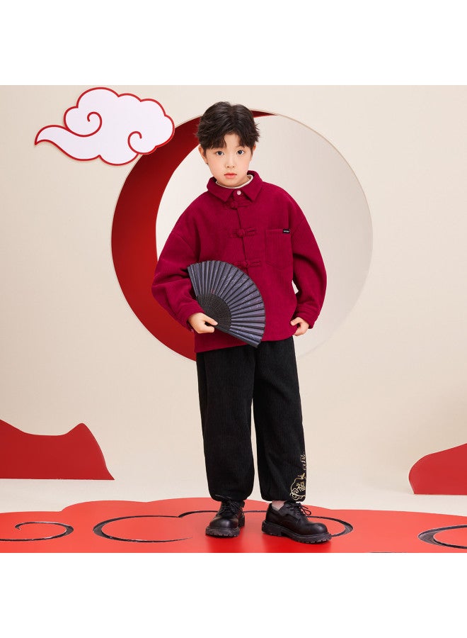 Zuoxi Boys' New Chinese Style Jacket, Kids' Chinese New Year Outfit, Trendy National Chic Shirt, Fashionable And Stylish Casual Clothes For Big Kids, Children's Wear - Image 5