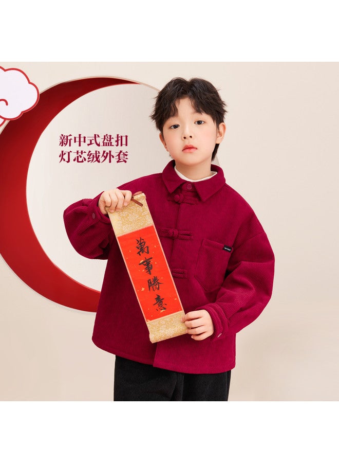 Zuoxi Boys' New Chinese Style Jacket, Kids' Chinese New Year Outfit, Trendy National Chic Shirt, Fashionable And Stylish Casual Clothes For Big Kids, Children's Wear - Image 3