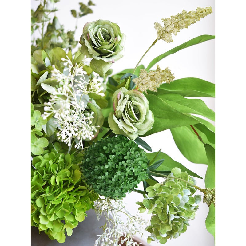 FiveSeasonStuff Elegant Green Artificial Bouquetâ€”Hydrangea, Rose & Camellia Blooms with Babyâ€™s Breath and Greenery Stems for Vases, Centerpieces, Weddings & Home Styling - Image 5
