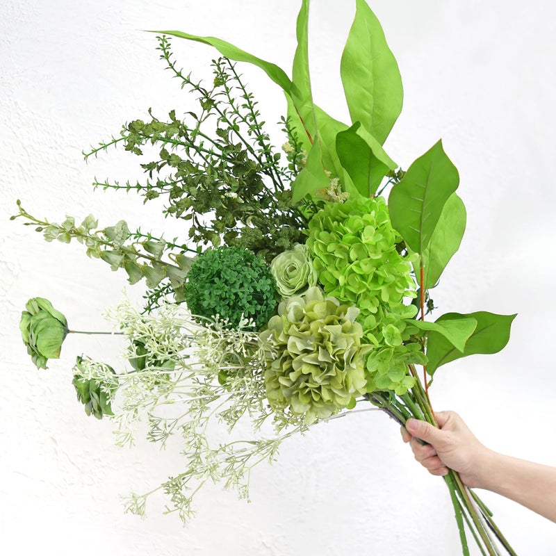 FiveSeasonStuff Elegant Green Artificial Bouquetâ€”Hydrangea, Rose & Camellia Blooms with Babyâ€™s Breath and Greenery Stems for Vases, Centerpieces, Weddings & Home Styling - Image 2