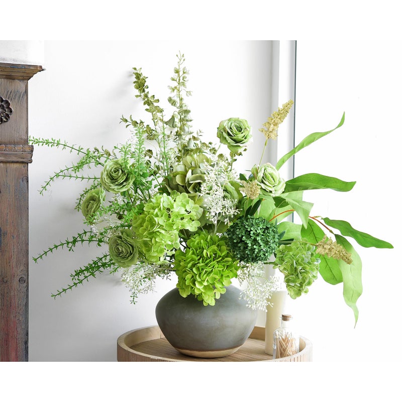 FiveSeasonStuff Elegant Green Artificial Bouquetâ€”Hydrangea, Rose & Camellia Blooms with Babyâ€™s Breath and Greenery Stems for Vases, Centerpieces, Weddings & Home Styling - Image 4