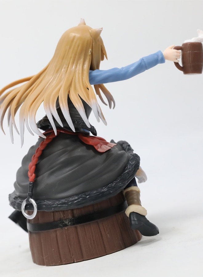 هالامودو التوابل والذئب هورو على برميل البيرة نموذج الشكل , لعبة شكل العمل , الجلوس وضع أنيمي فتاة الجمع لعبة , مكتب ديكور سطح المكتب الجمع الشكل , هدية عيد ميلاد للفتيان والبنات - Image 4