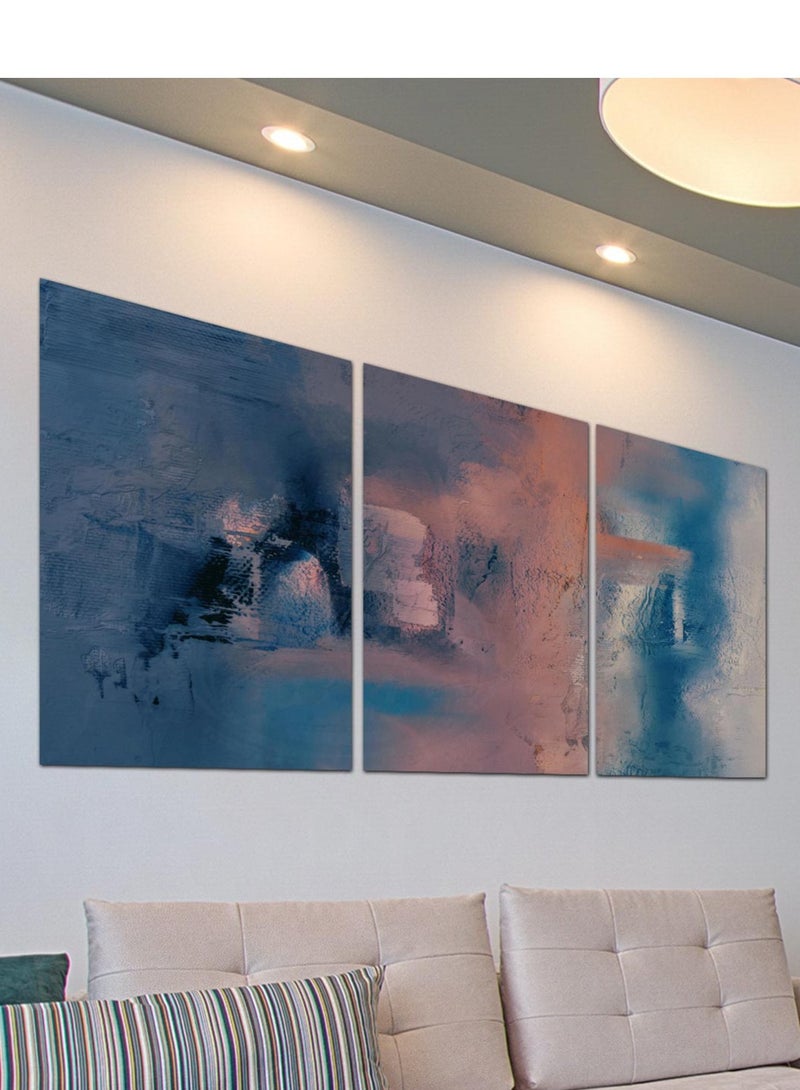 Droplyte Set Of 3 Framed Canvas Abstract Painting Wall Arts Stretched Over Wooden Frame Paintings for Home Living Room Office Decor 120cm x 60cm - Image 1