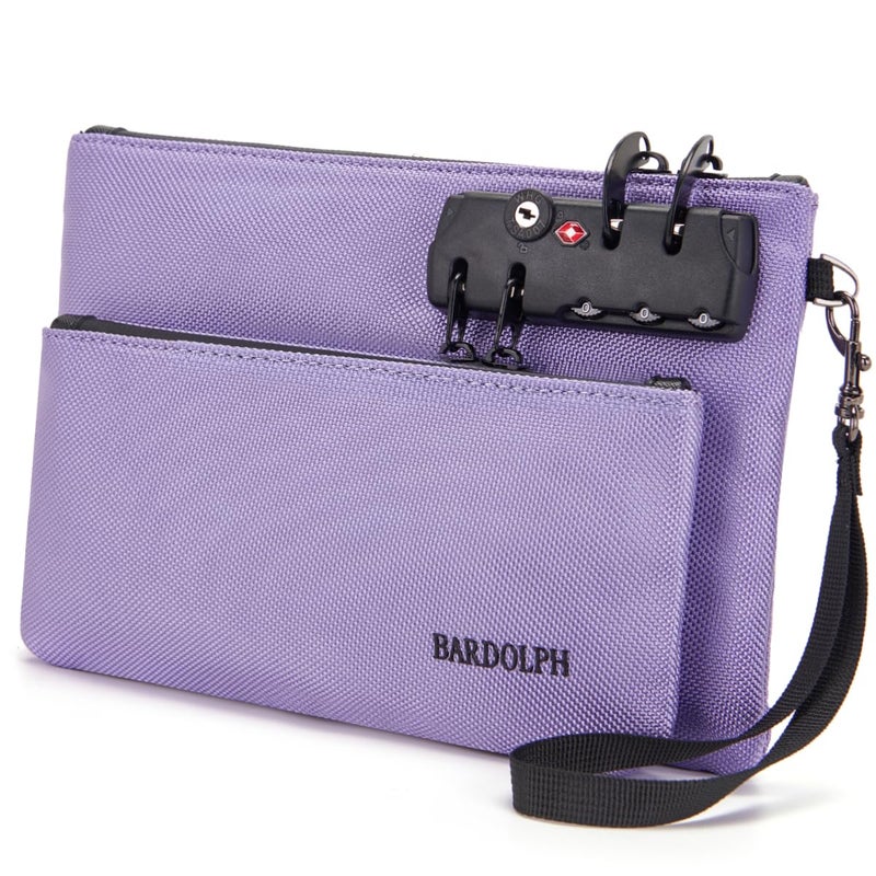 BARDOLPH Money Bag with Lock, Double layer Men & Women's Locking Accessories Pouch, BankBag,CashBag with Lock and Zipper NotaryBag with Lock (Purple) - Image 1