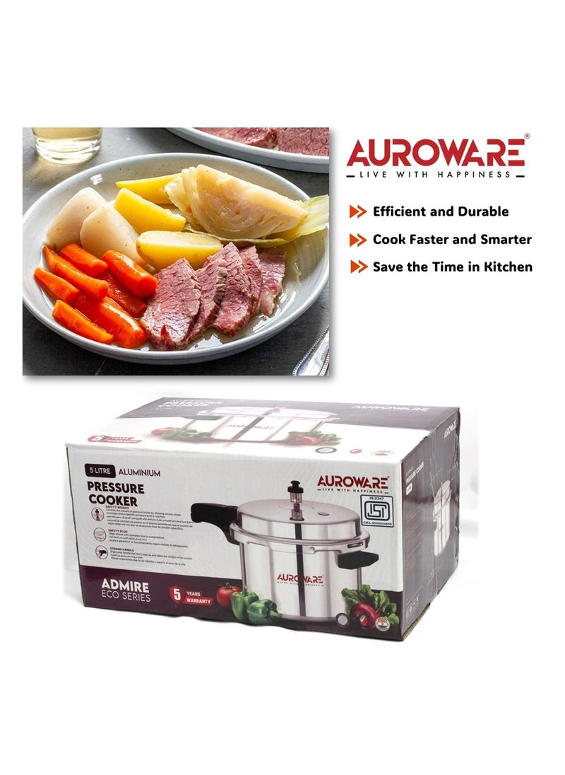 Auroware - Auroware 3 Litre Aluminium Pressure Cooker Heavy Duty Dishwasher safe Comfortable cooking for kitchen beef chicken mutton rice more - Image 1
